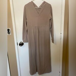 Glamour Beige Long Sleeve Midi Dress